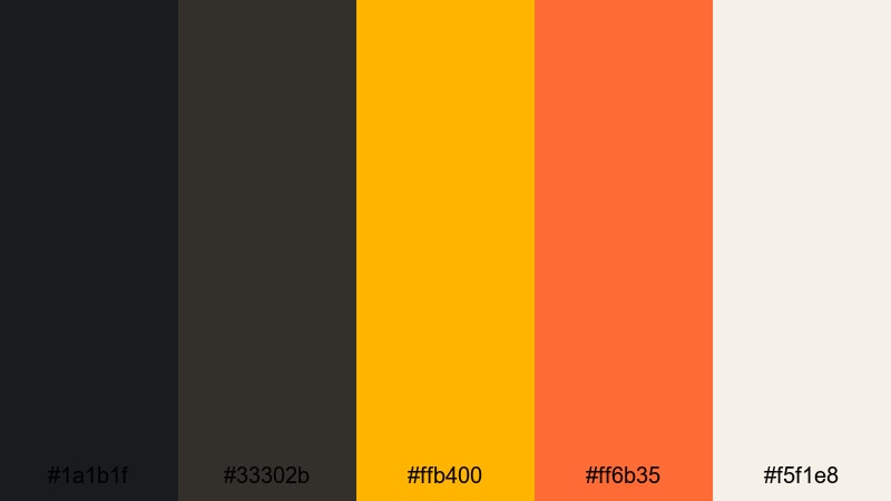 solar flare charcoal charcoal color palette with hex codes