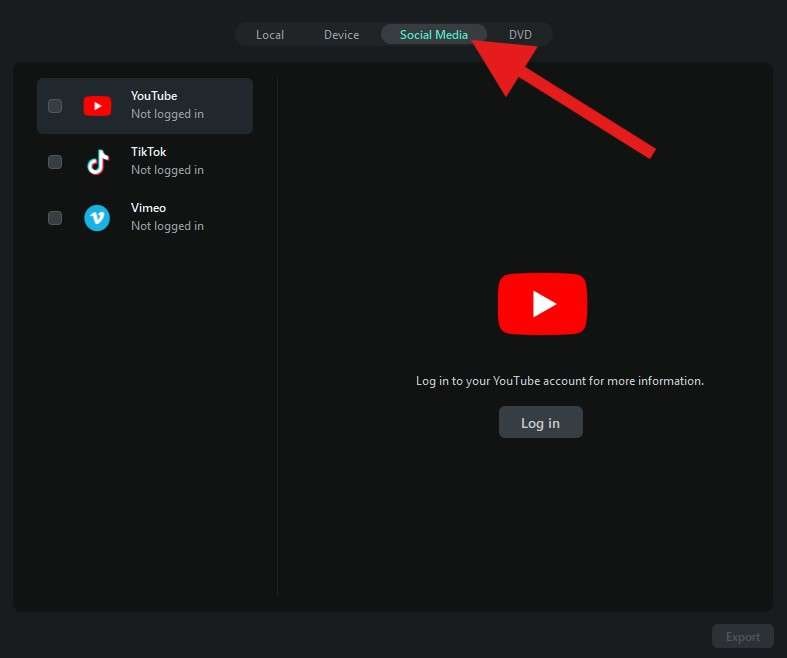 export to social media in filmora