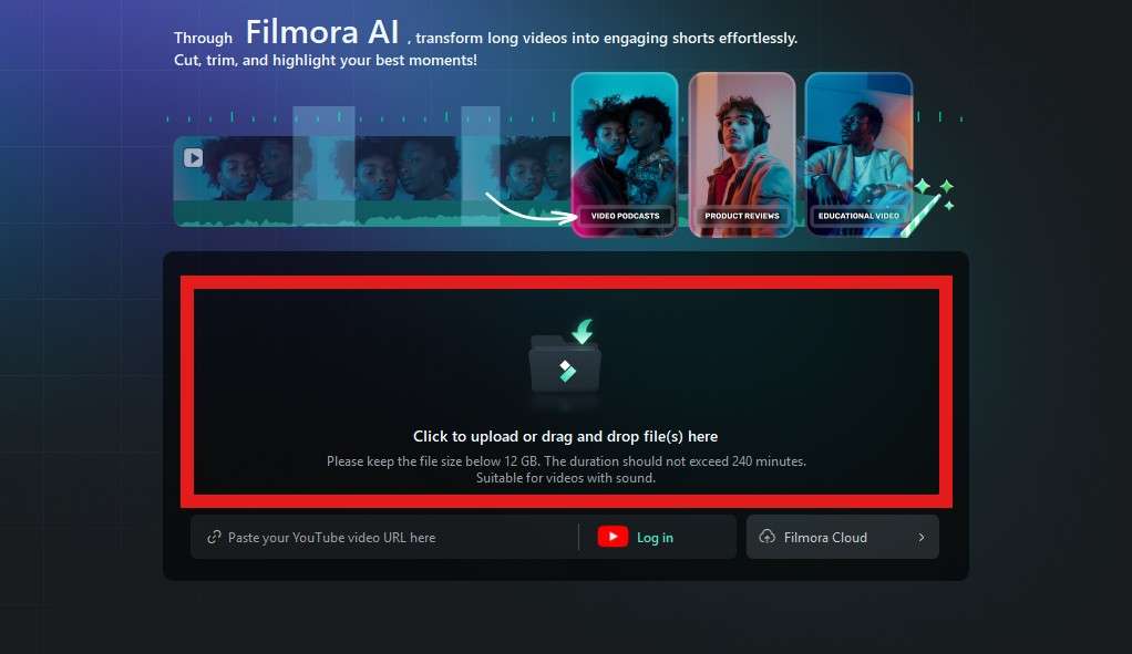upload a video smart short clips