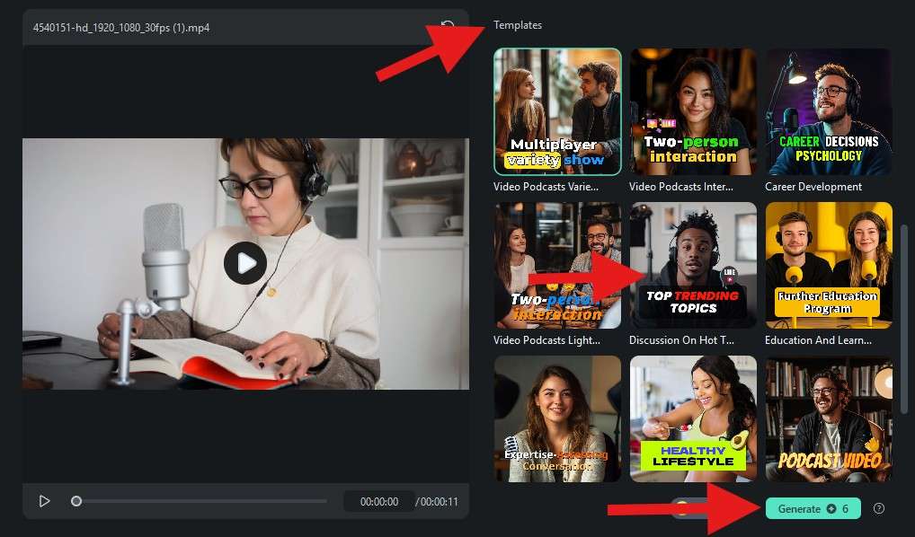 generate smart short clips filmora desktop