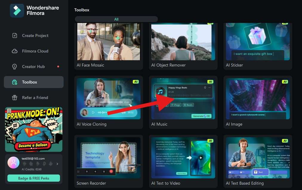 find ai music feature filmora desktop