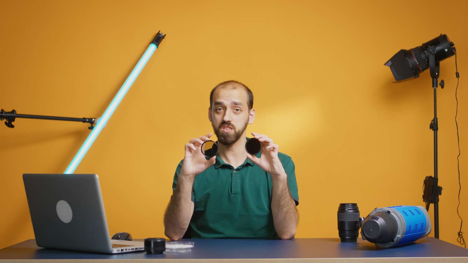 a person holding a review podcast