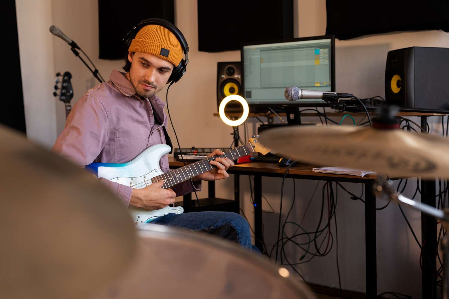 a podcaster working on music podcast
