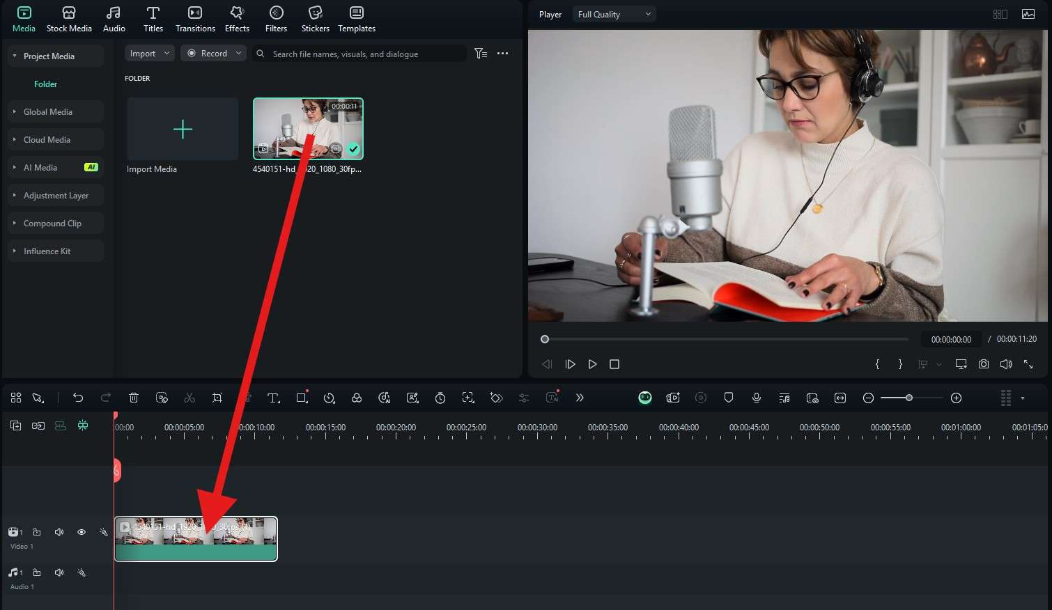 import media files to filmora project