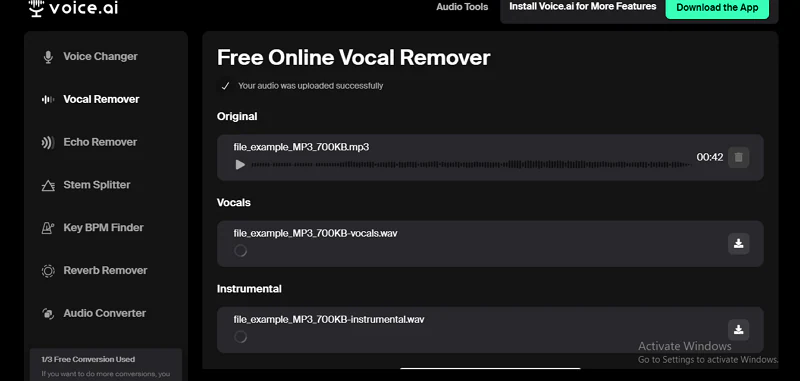 download separated voice for free