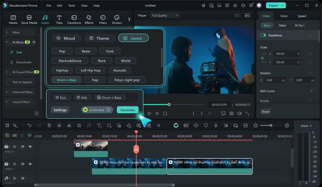 add background music filmora
