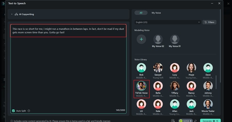 type your text and select voice