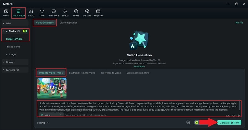 use filmora ai image to video