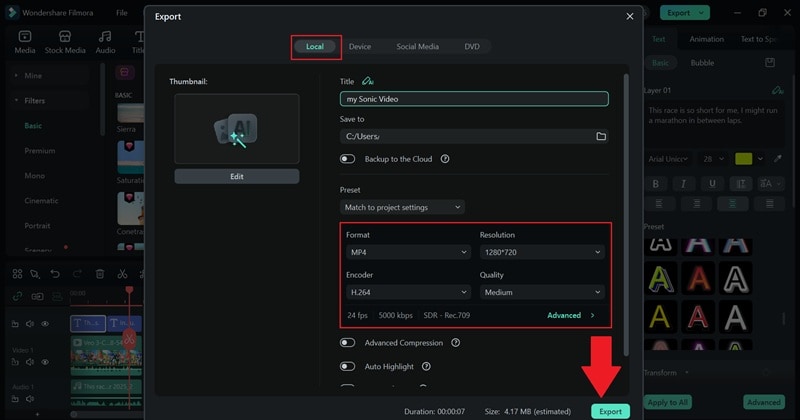 export and save your video