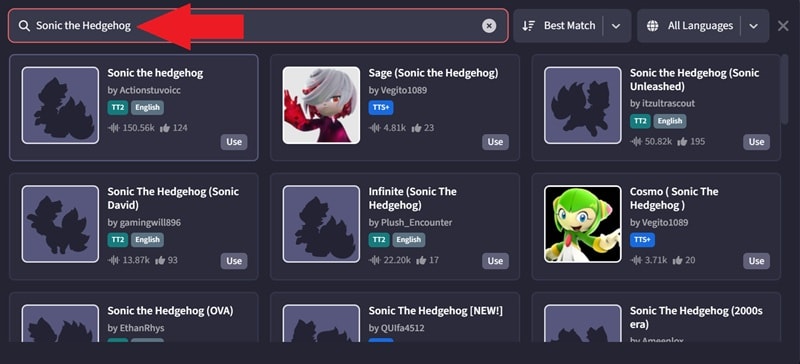 choose your preferred sonic voice