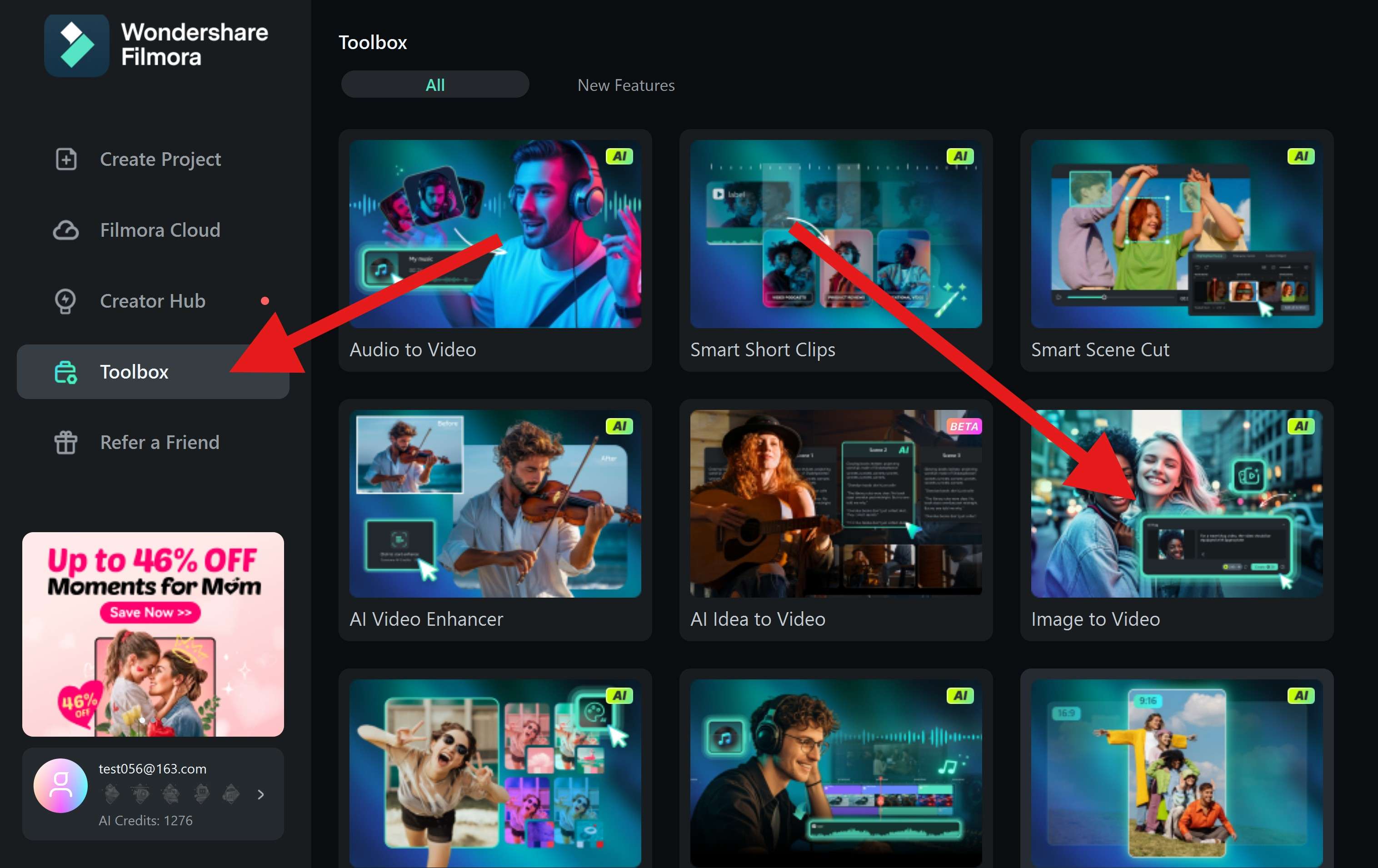 activate image to video feature filmora