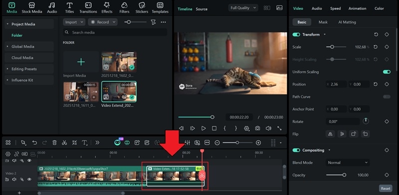 add ai extend result to timeline