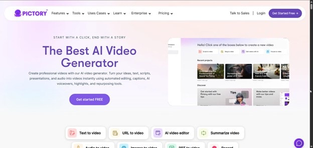 pictory website interface