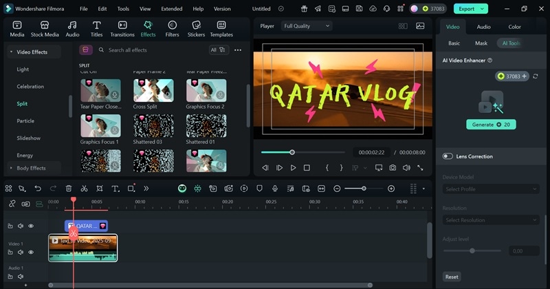 editing ai video inside filmora editor