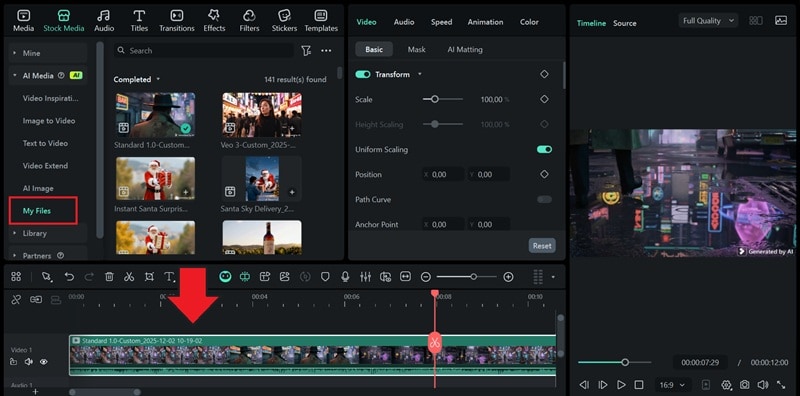 drag video to timeline and edit