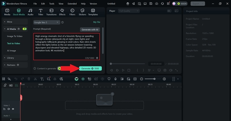 write your prompts and generate video