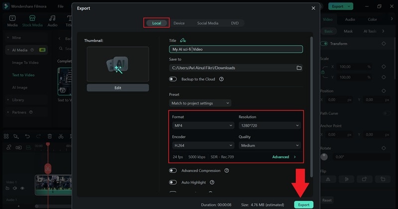 save ai video to your device