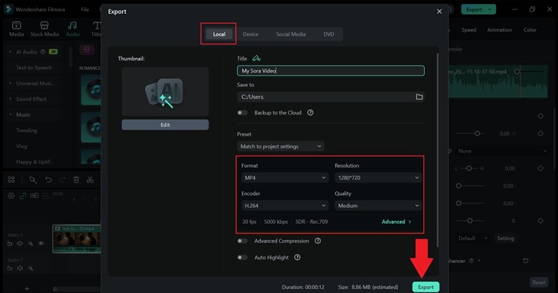 export and save your video