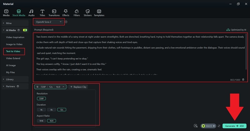 type your prompt and click generate