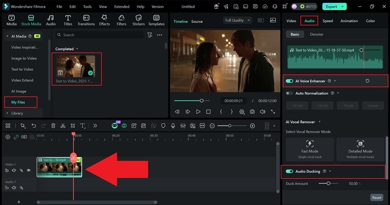 edit with audio enhancer and ducking