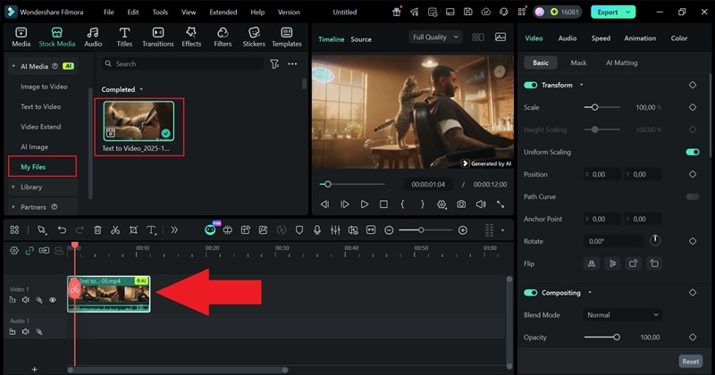 drag your video to the timeline