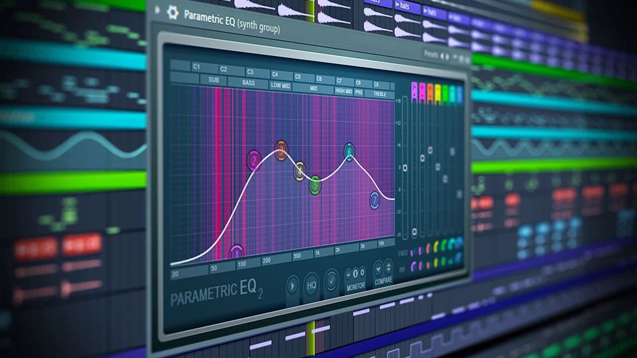 paramètres d'égalisation via le mixeur audio 