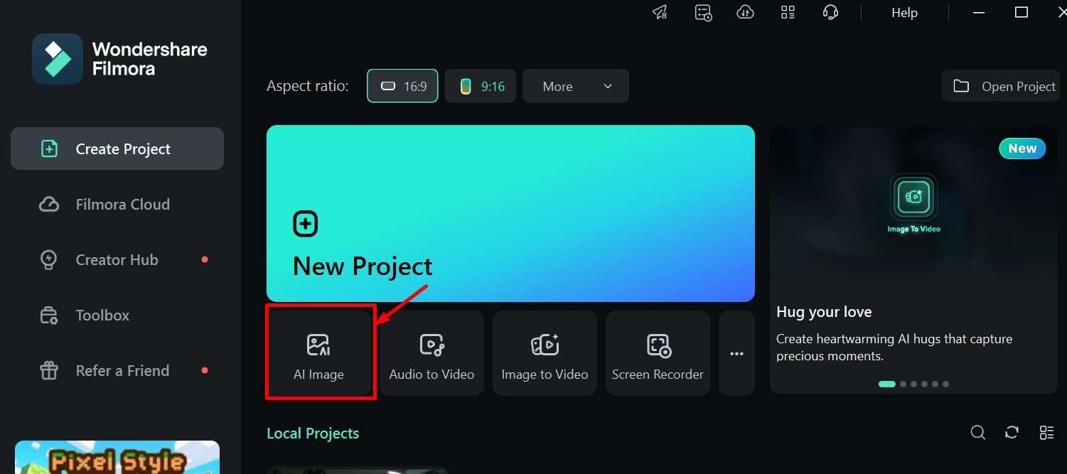 filmora start ai image