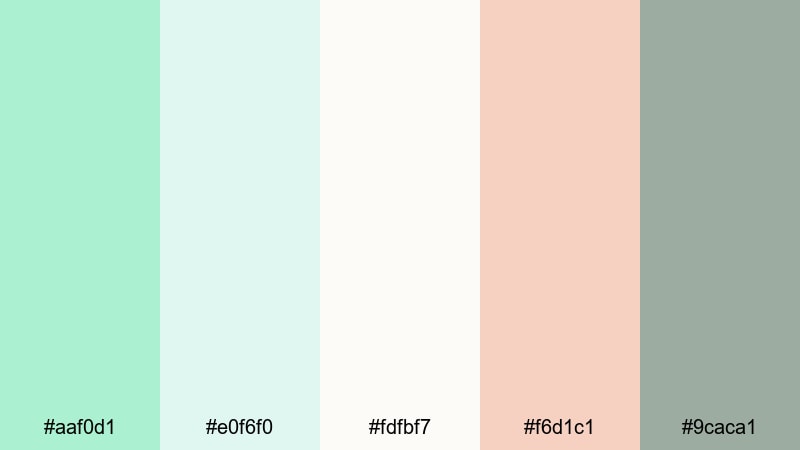 spa day serenity mint color palette with hex codes