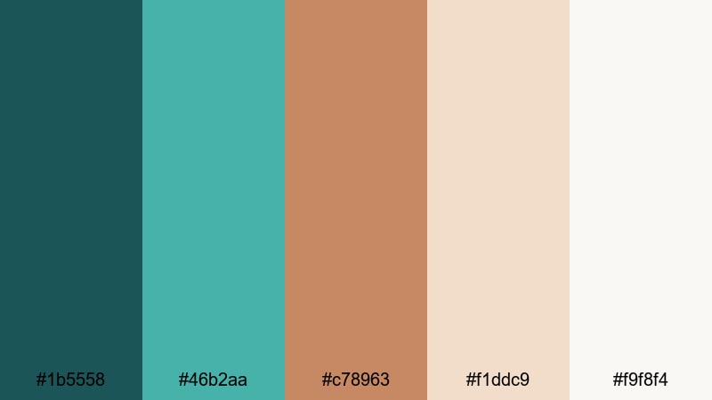 spa serenity blend teal copper color palette with hex codes