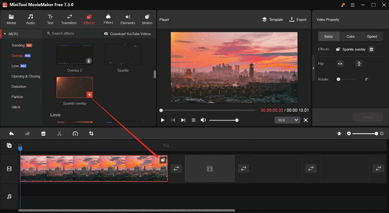 Effets scintillants MiniTool MovieMaker