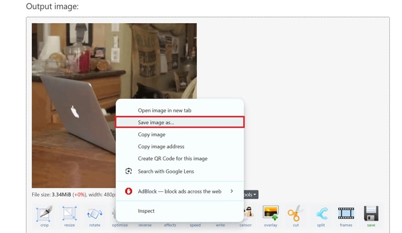 save the gif from ezgif