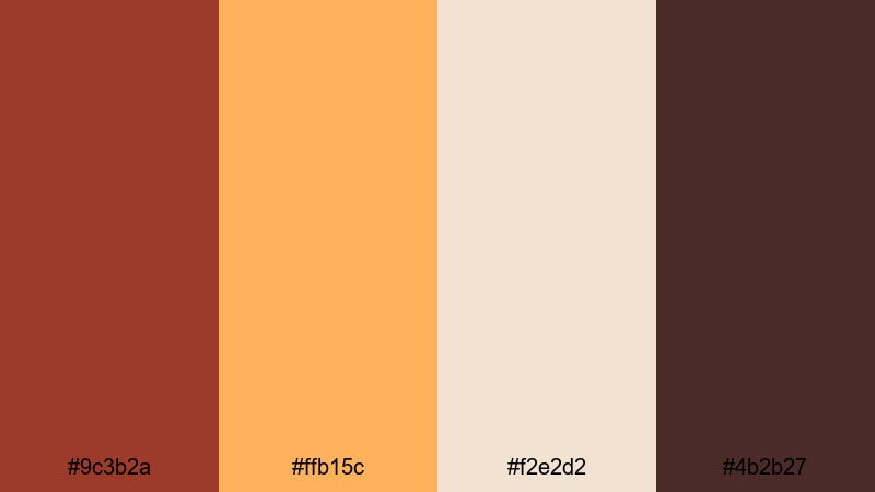 spiced ember glow red rust color palette with hex codes