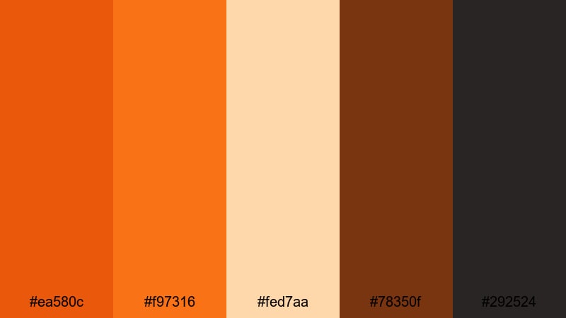 spiced pumpkin latte halloween color palette with hex codes