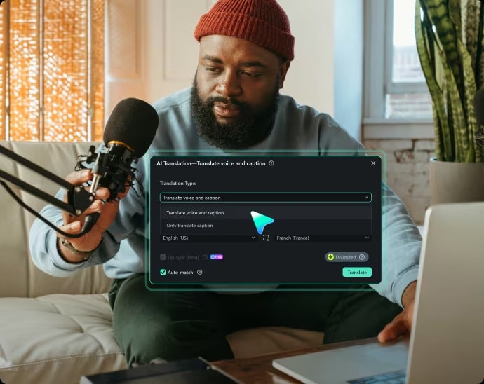 filmora ai video translation feature