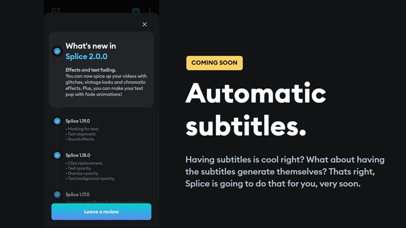 upcoming feature in splice video editor