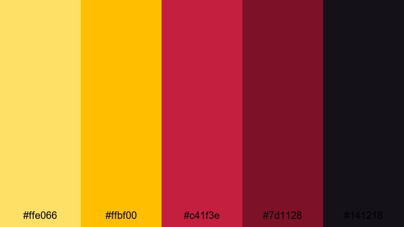 sports highlight heat yellow maroon color palette with hex codes