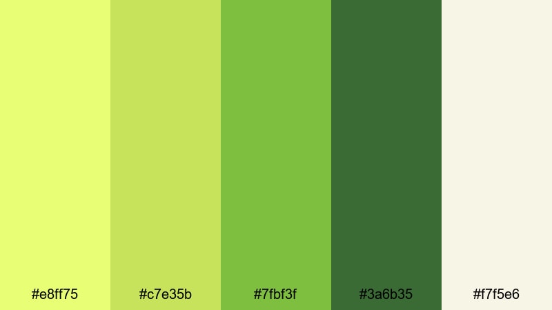 spring citrus glow green yellow color palette with hex codes