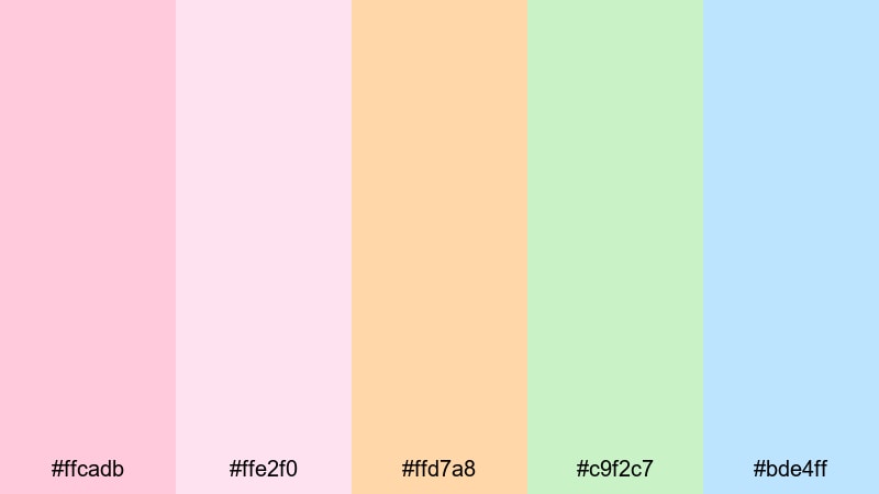 spring fling confetti light pink color palette with hex codes