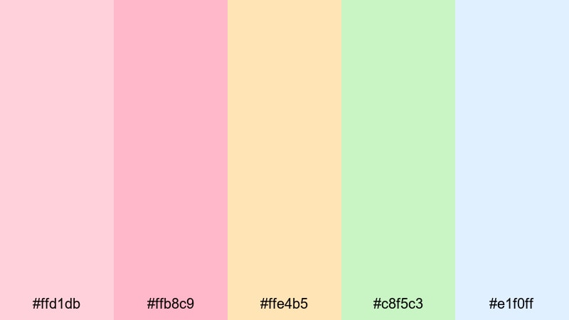 spring macaron mix pale pink color palette with hex codes
