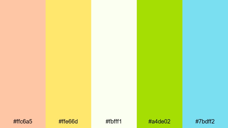 spring matcha morning orange green yellow color palette with hex codes