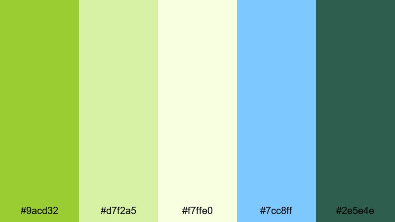 spring meadow awakening yellow green color palette with hex codes