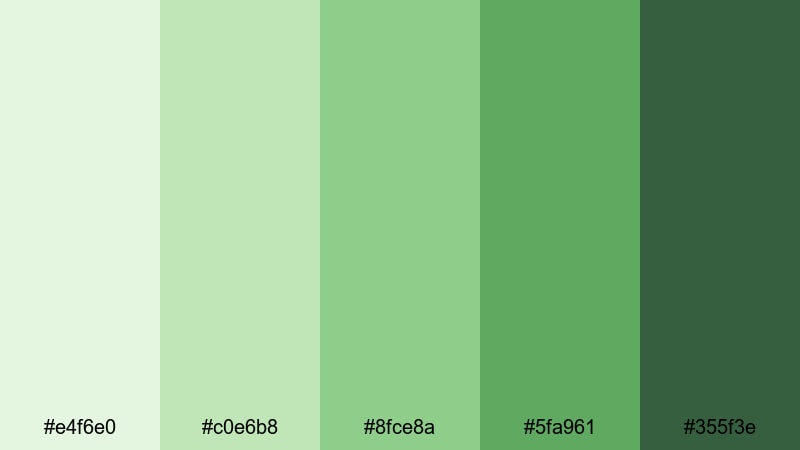 spring meadow walk light green color palette with hex codes