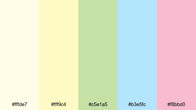 spring mimosa mist yellow color palette with hex codes