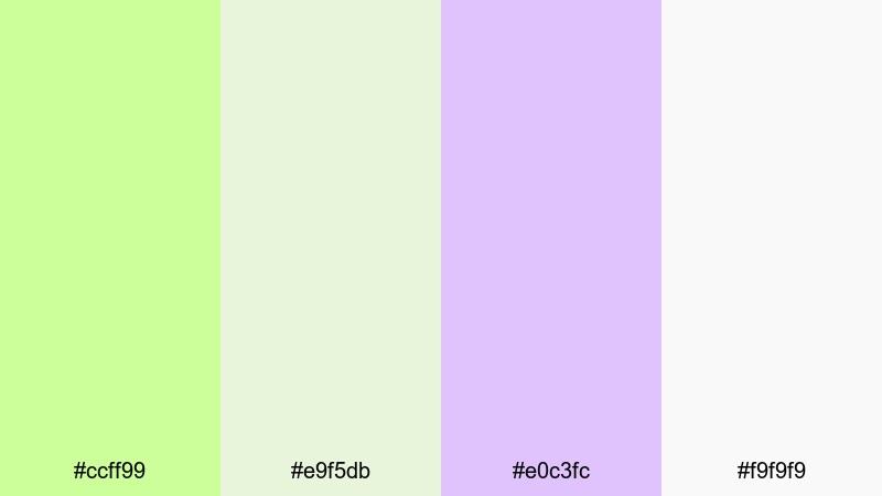 spring mint whispers lime green color palette with hex codes