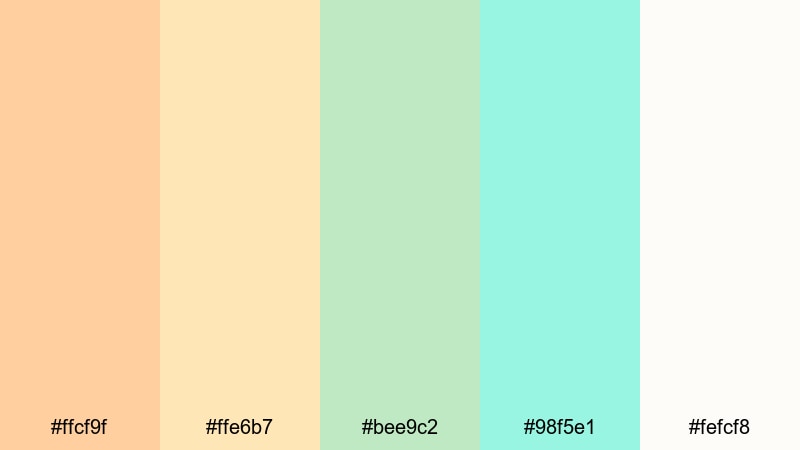 spring sherbet glow orange green color palette with hex codes