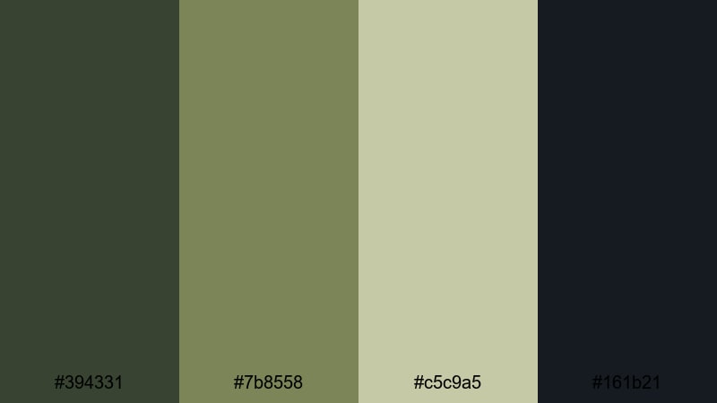 spy thriller olive olive green color palette with hex codes