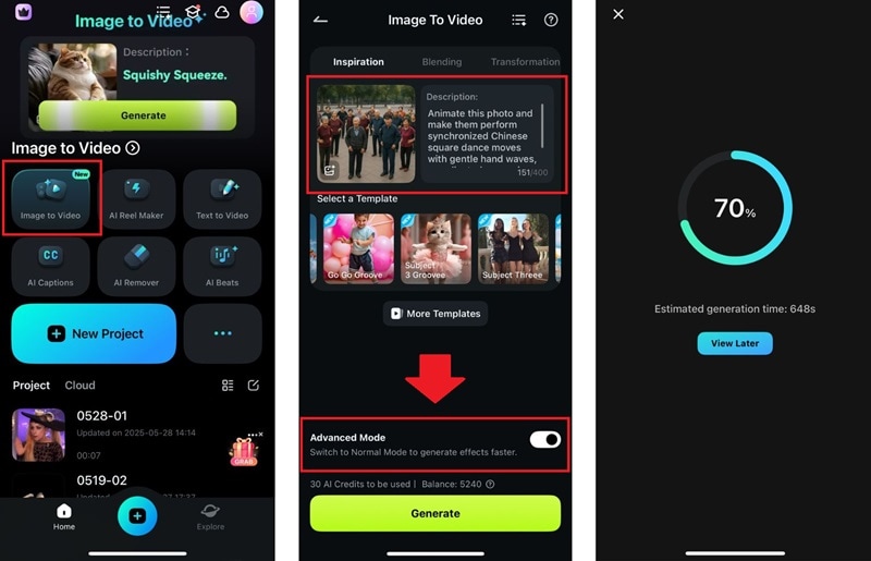 create square dance video in filmora