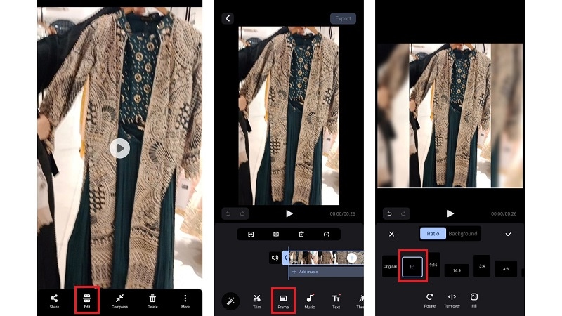 make square video in gallery