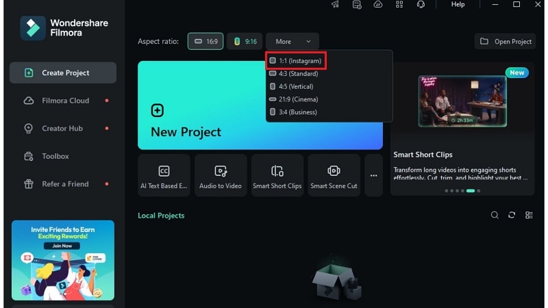 select aspect ratio