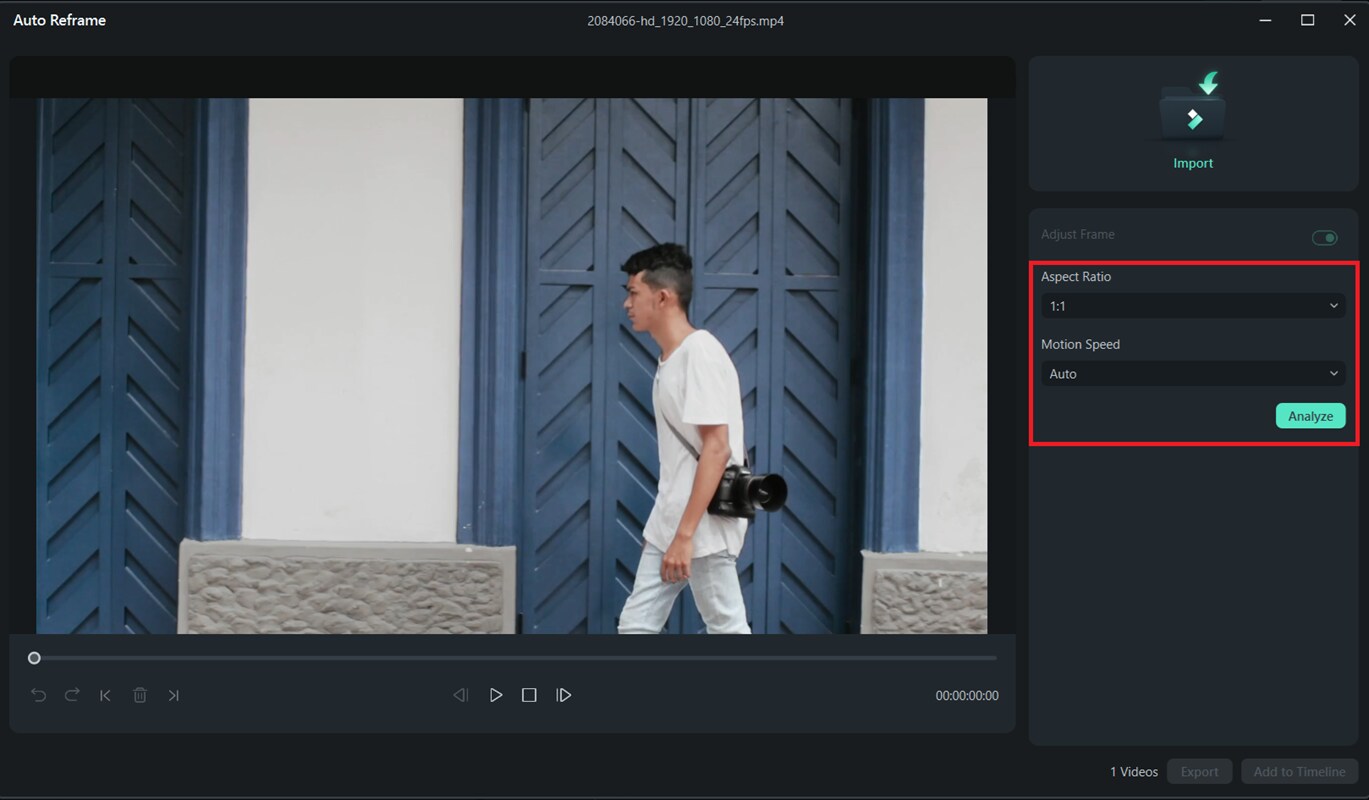 select aspect ratio to crop